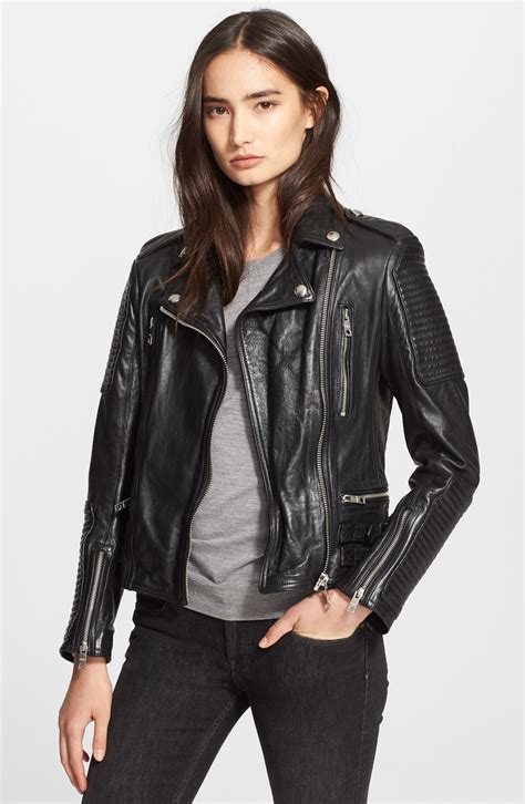 burberry brit leather jacket nordstrom|burberry brit jacket women.